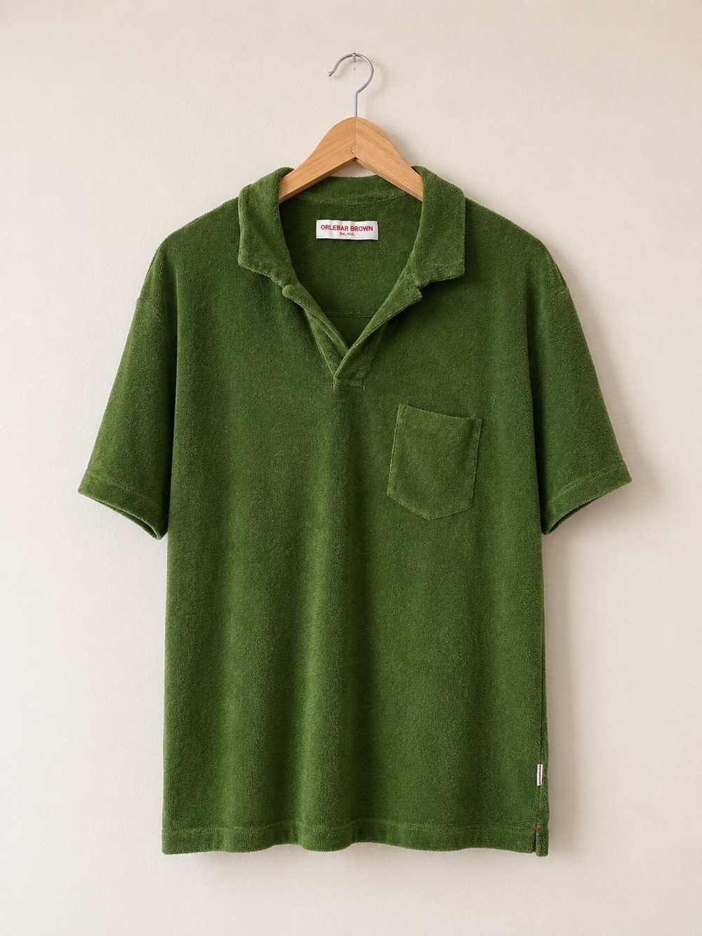 Orlebar Brown Terry Toweling Resort Polo Shirt Green XL 100% Cotton Portugal